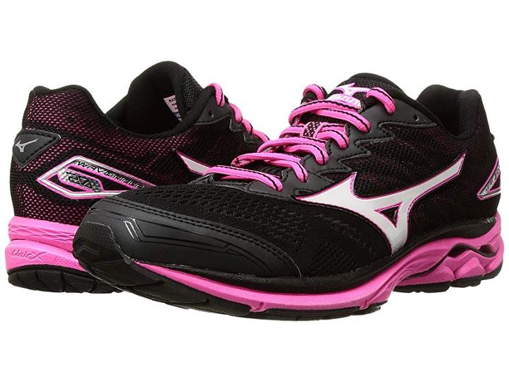 Mizuno Wave Rider 20 (black/white/pink Glow) Girls Shoes
