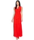Juicy Couture Tie Front Maxi Dress (city Rouge) Women's Dress