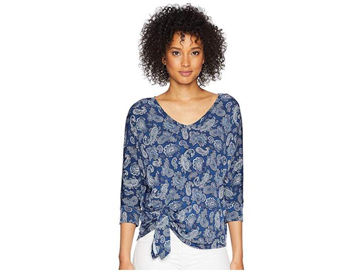 Karen Kane Dolman Side Tie Top (print) Women's Clothing