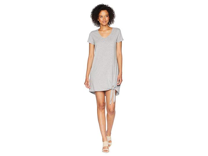 Mod-o-doc Cotton Modal Spandex Jersey Easy T-shirt Dress With Tie Hem (smoke Heather) Women's Dress