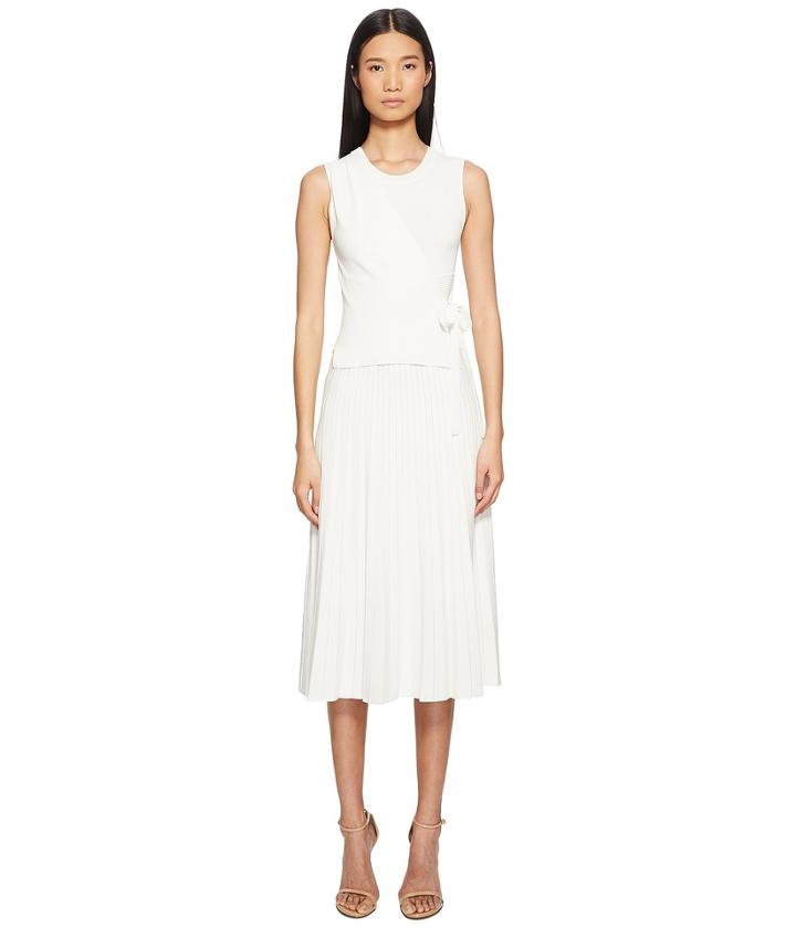 Yigal Azrouel Wrap Front Pleated Skirt Dress (optic) Women's Dress