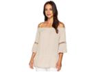 Rock And Roll Cowgirl Peasant Top B4-6092 (tan) Women's Clothing