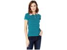 U.s. Polo Assn. Stripe Polo (deep Aqaumarine) Women's Clothing
