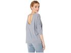 Chaser Linen Jersey Boxy 3/4 Sleeve Scoop Back Pocket Tee (retreat) Women's Clothing
