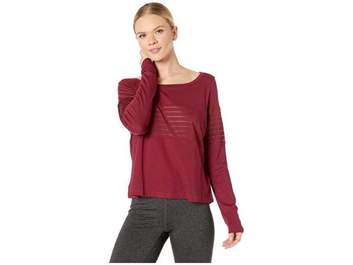 Reebok Mesh Long Sleeve Layer (rustic Wine) Women's Clothing