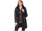 Calvin Klein Walker Length Packable With Bib Insert And Zigzag Body Pattern (black) Women's Coat