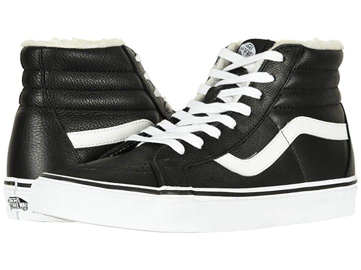 Vans Sk8-hi Reissue ((leather/fleece) Black/true White 2) Skate Shoes