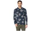 Nautica Long Sleeve Palm Print Hoodie (navy) Men's Sweatshirt