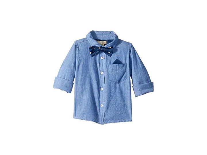 Peek Bow Tie Oxford Shirt (infant) (blue) Boy's Clothing