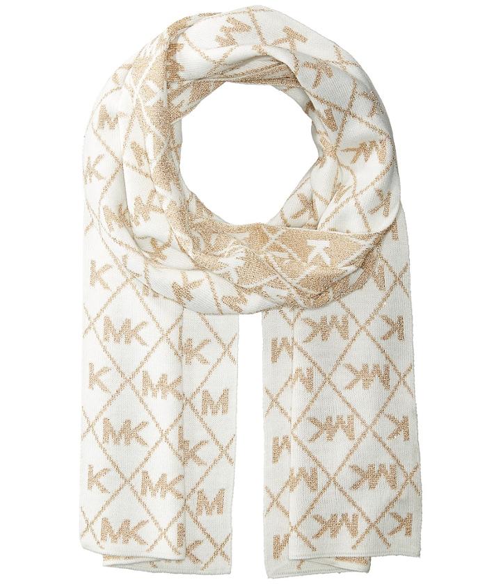 Michael Michael Kors Diamond Metallic Logo Muffler (cream/gold) Scarves