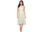 Tahari By Asl Petite Embroidered Mesh Midi Dress (nude/ice Blue/gold) Women's Dress