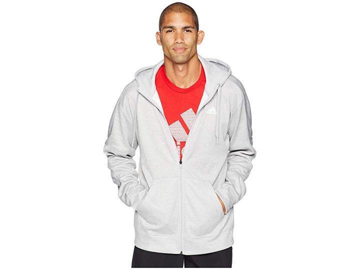 Adidas Team Issue Full Zip Fleece Hoodie (grey Two Metallic) Men's Sweatshirt