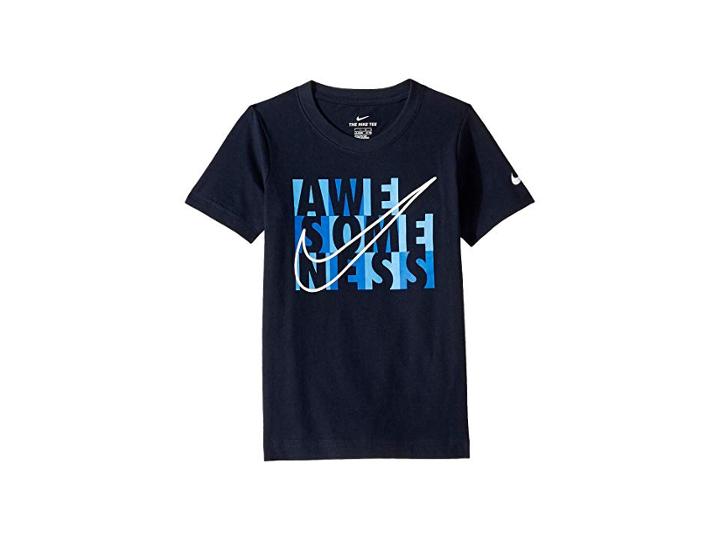 Nike Kids Awesomeness Blocks Short Sleeve Tee (little Kids) (obsidian) Boy's Clothing