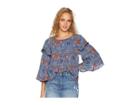 Jack By Bb Dakota Eat Slay Love Blue Dynasty Printed Crepe De Chine Top (true Blue) Women's Clothing