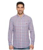 Polo Ralph Lauren Linen Long Sleeve Sport Shirt (red/blue Multi) Men's Clothing