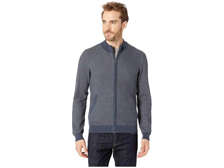 Agave Denim Beacon Long Sleeve Full Zip Sweater (dark Denim) Men's Sweater