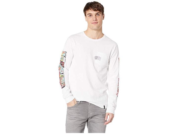 Huf Greetings Long Sleeve Pocket Tee (white) Men's T Shirt