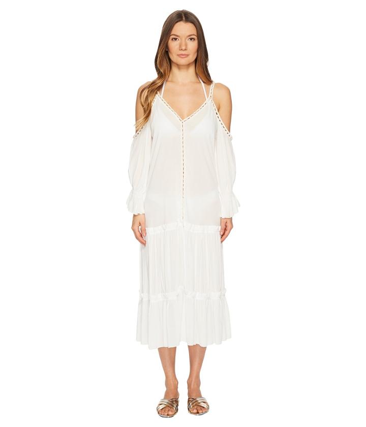 Jonathan Simkhai Crepe Studded V-neck Dress Cover-up (ivory) Women's Swimwear