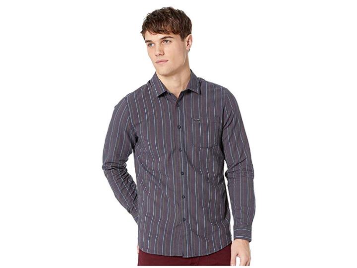 Volcom Toner Stripe Long Sleeve (midnight Blue) Men's Clothing