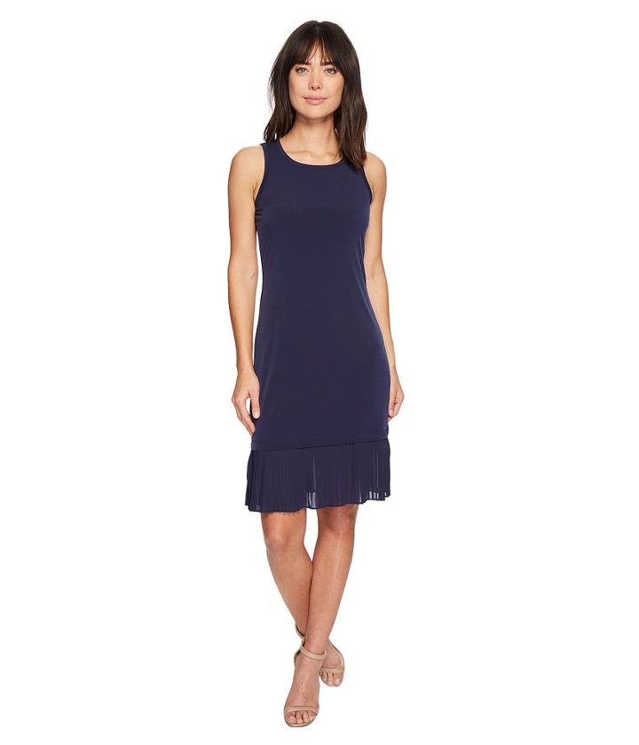 Michael Michael Kors Pleat Hem Tiered Dress (true Navy) Women's Dress