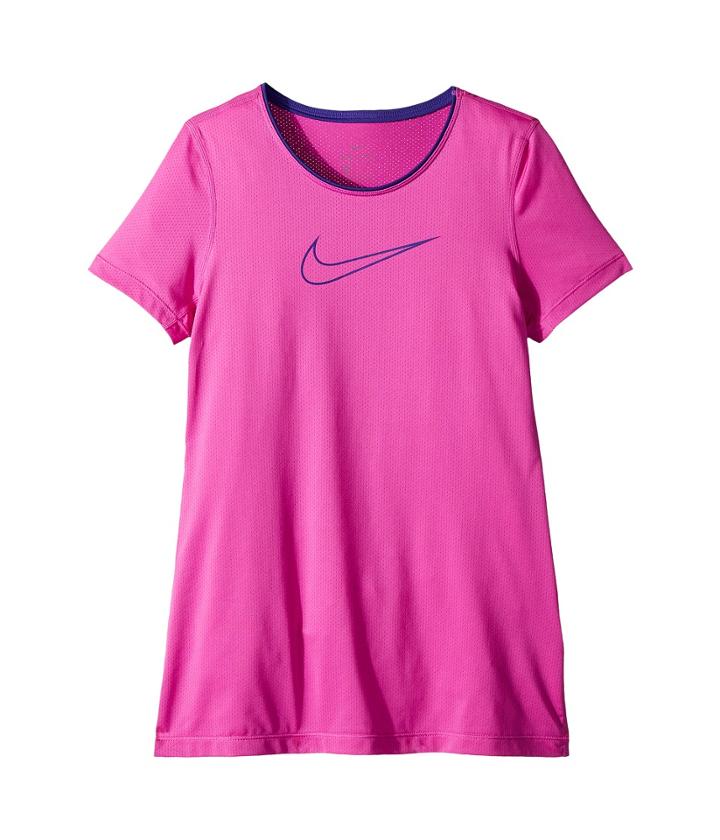 Nike Kids Pro Short Sleeve Top (little Kids/big Kids) (hyper Magenta/fusion Violet) Girl's Clothing