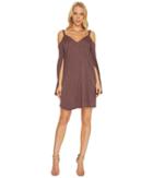 Lanston Cold Shoulder Split Sleeve Mini Dress (aubergine) Women's Dress