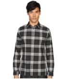 Vince Cotton-linen Square Hem Long Sleeve Melrose Shirt (black/deep Moss) Men's Clothing