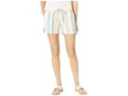 Per Se 5 Linen Tab Roll Shorts (multi Rainbow Stripe) Women's Shorts