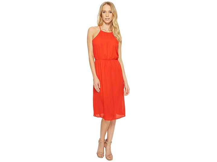 American Rose Isabella High Neck Midi Dress (red) Women's Dress