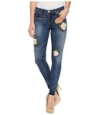 Hudson Nico Mid-rise Ankle Super Skinny With Released Hem Five-pocket Jeans With Rose Applique In Social Scene (social Scene) Women's Jeans