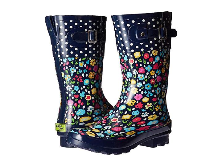 Western Chief Kids Classic Tall Top Pop Floral Fun (little Kid/big Kid) (navy) Girls Shoes