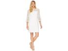 Lauren Ralph Lauren 138a Filigree Striped Obelix 3/4 Sleeve Day Dress (white) Women's Dress