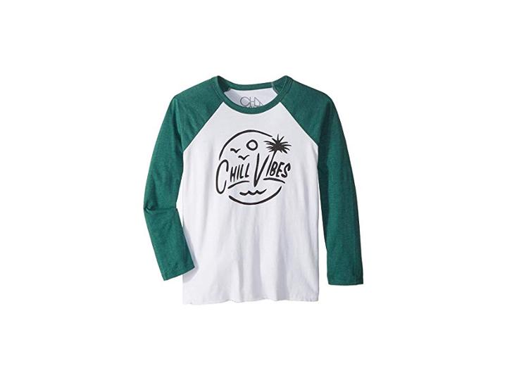 Chaser Kids Super Soft Vintage Jersey Chill Vibes Baseball Tee (little Kids/big Kids) (white/tent) Boy's T Shirt