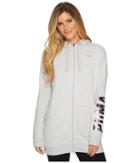 Puma Fusion Elongated Full Zip Hoodie (light Grey Heather Foil) Women's Sweatshirt