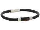 Steve Madden Braided Leather Bracelet With Onyx Stone Bar (black) Bracelet