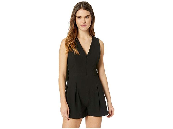 Bcbgmaxazria Draped Open-back Romper (black) Women's Jumpsuit & Rompers One Piece