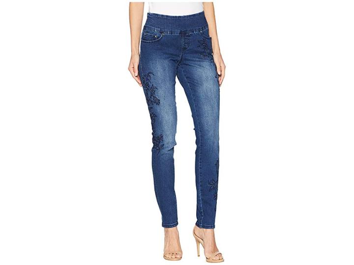 Jag Jeans Nora Skinny Pull-on Jeans W/ Embroidery In Kodiak Blue (kodiak Blue) Women's Jeans