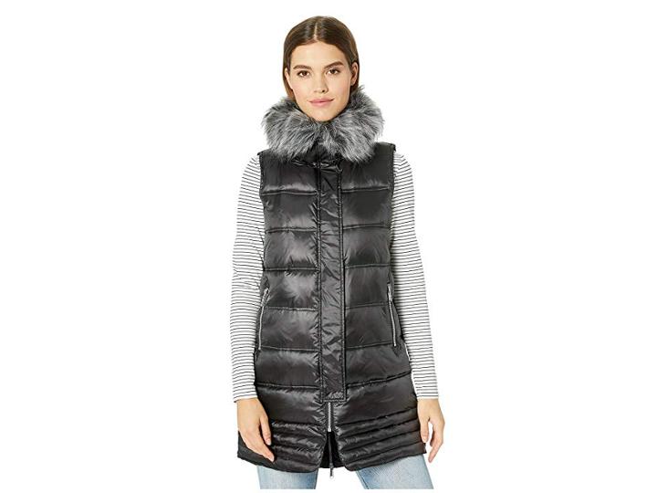 Sam Edelman Faux Fur Puffer Vest (black) Women's Vest
