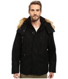 Marc New York By Andrew Marc Fremont Pressed Wool Puffer Bomber W/ Removable Hood (black) Men's Coat