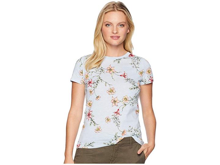 Lauren Ralph Lauren Petite Floral Jersey T-shirt (blue Multi) Women's T Shirt