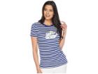 Lauren Ralph Lauren Monogram Striped T-shirt (true Sapphire/soft White) Women's T Shirt