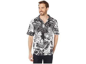 U.s. Surf Club Mono Jungle Floral Print Shirt (black) Men's Clothing