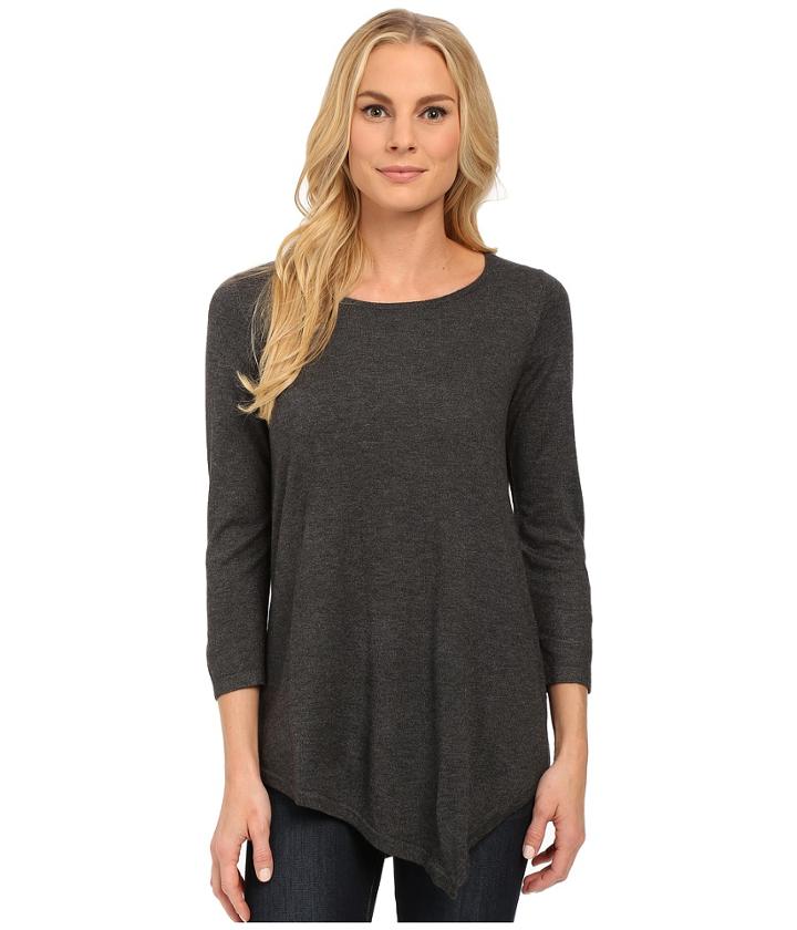 Nydj Leann Asymmetric Hem Sweater (charcoal) Women's Sweater