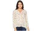 Lucky Brand Printed Peasant Top (natural Multi) Women's Long Sleeve Button Up