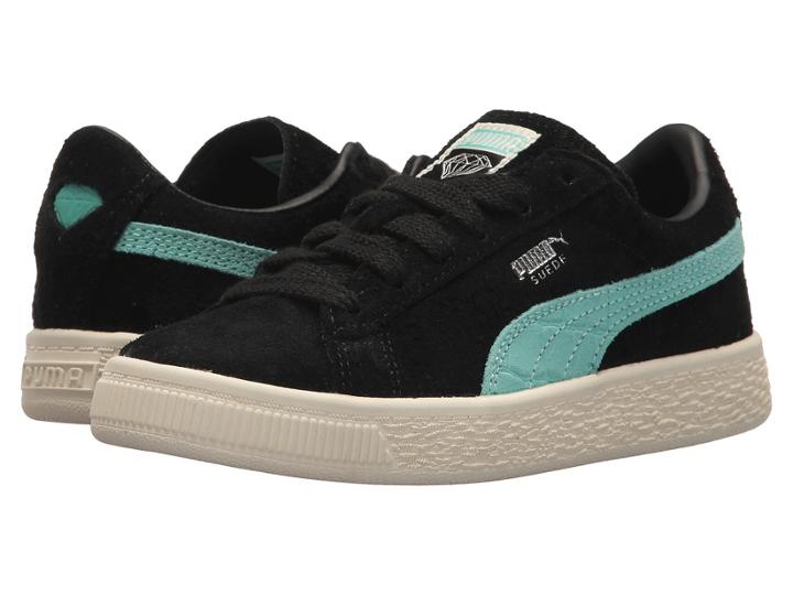Puma Kids Suede Diamond (little Kid) (puma Black/diamond Blue/silver/whisper White) Girls Shoes