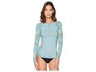 Roxy Printed Softly Love Long Sleeve Rashguard (trellis Bird Flower Swim) Women's Swimwear