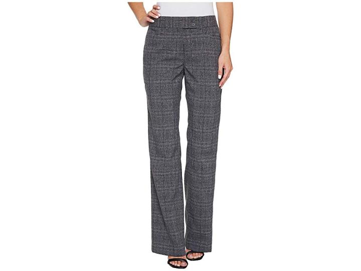 Tahari By Asl Plaid Pants With Tab Waistband (grey/plum) Women's Casual Pants