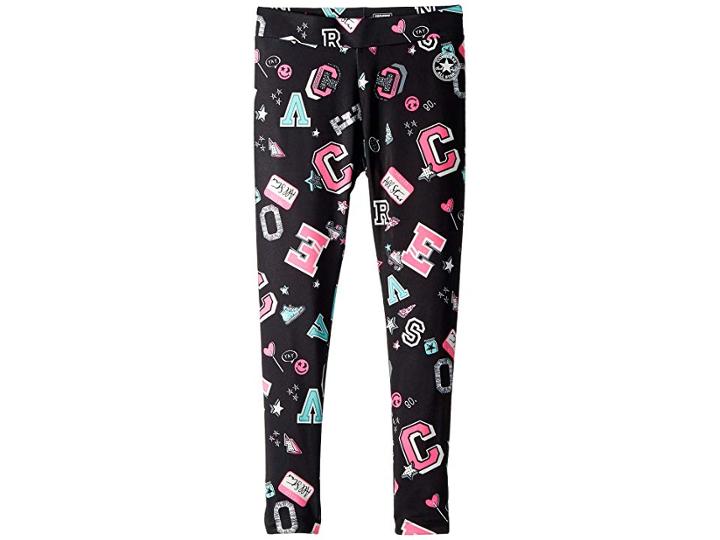 Converse Kids Printed Leggings (big Kids) (black/collegiate Print) Girl's Casual Pants