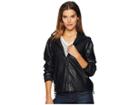 Sam Edelman Faux Leather Hoodie (black) Women's Clothing