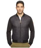 Save The Duck Full Zip Baseball Collar Knit Nylon No Hood Jacket (black) Men's Coat